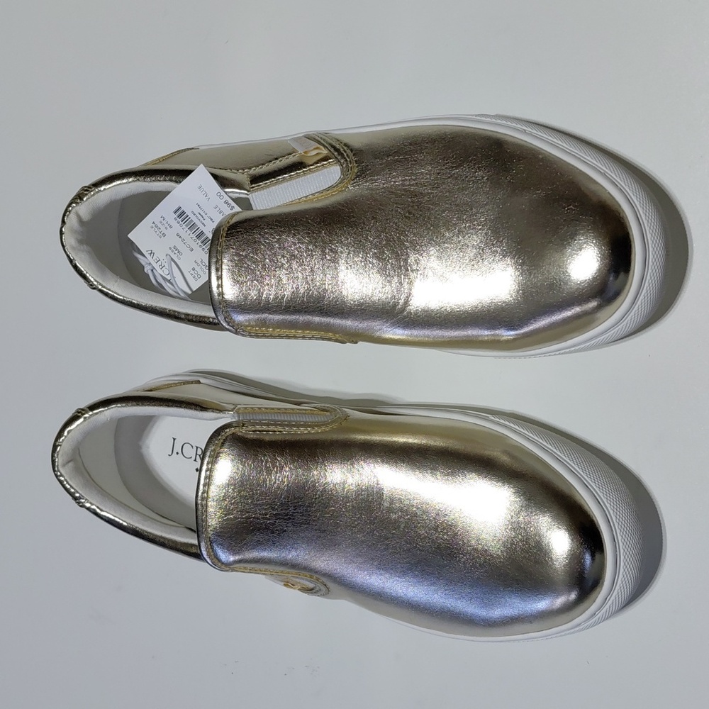 J CREW  Women's Metallic Gold Slip On  Sneakers Size 8.5